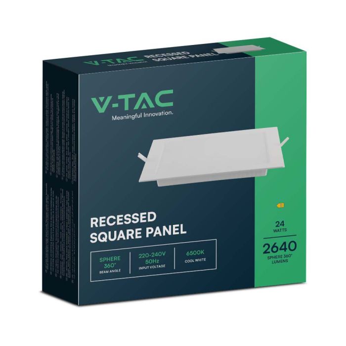 V-TAC LED Mini Panel - Retroiluminado Empotrado - IP20 - Cuerpo Blanco - 24W- 2640 Lúmenes - 6500K-extra-6.webp