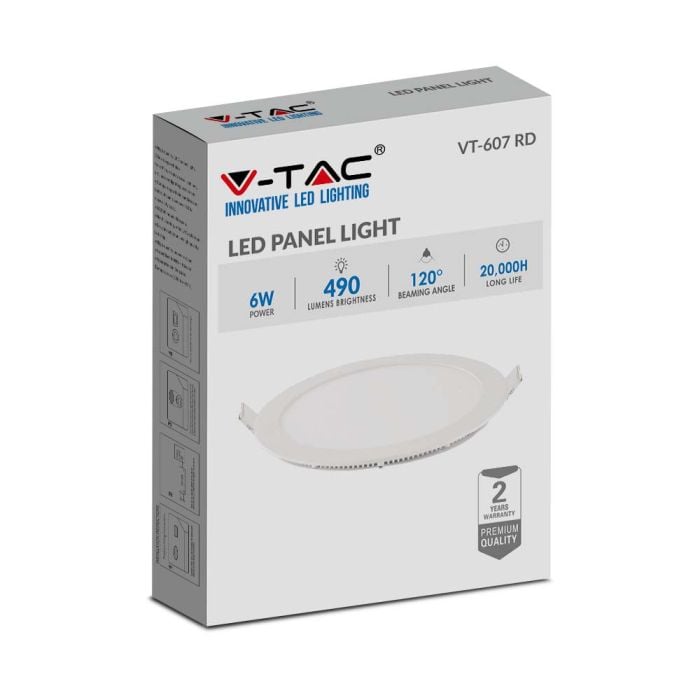 Mini panel LED redondo V-TAC - Serie Premium - IP20 - Blanco - 6W - 490 Lúmenes - 4000K-extra-3.webp