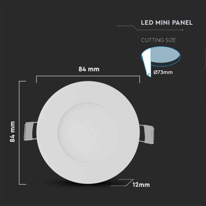 Mini panel LED redondo V-TAC - Serie Premium - IP20 - Blanco - 3W - 130 Lúmenes - 4000K-extra-4.webp
