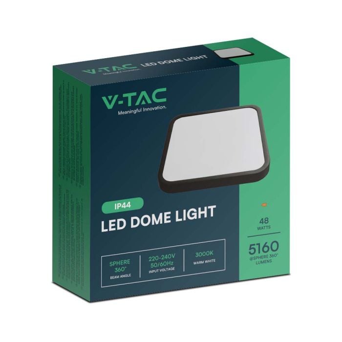 V-TAC LED Plafón cuadrado - IP44 - Negro - 48W- 5160 Lumens - 3000K-extra-7.webp