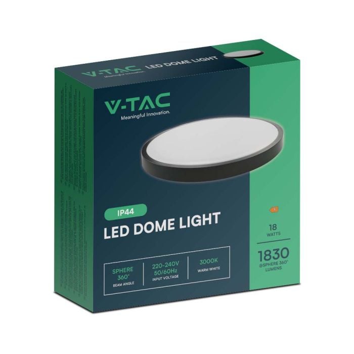 V-TAC LED Plafón redondo - IP44 - Negro - 18W- 1830 Lumens - 3000K-extra-7.webp