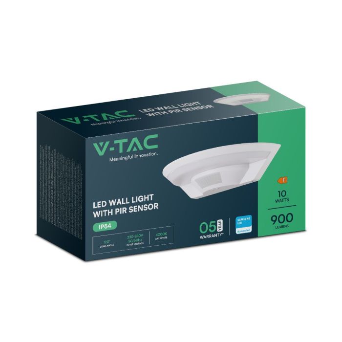 Aplique LED V-TAC - Sensor PIR - Samsung - IP54 - Blanco - 10W - 900 Lumens - 4000K-extra-10.webp