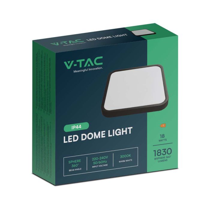 V-TAC LED Plafón cuadrado - IP44 - Negro - 18W - 1800 Lumens - 4000K - 225MM-extra-7.webp