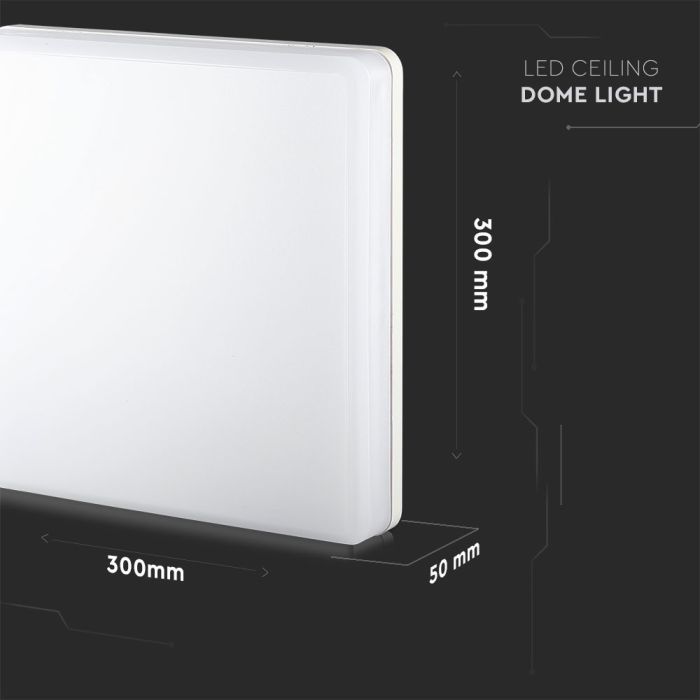 Plafón cuadrado LED  V-TAC - Samsung - sin recorte - 300mm - IP44 - Blanco - 25W - 2500 Lumens - 3000K-extra-6.webp