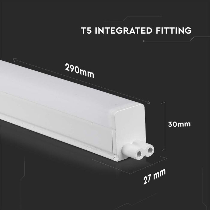 V-TAC Regleta LED T5 Integrada - Samsung - IP20 - Blanca - 4W - 400 Lumens - 4000K-extra-2.webp