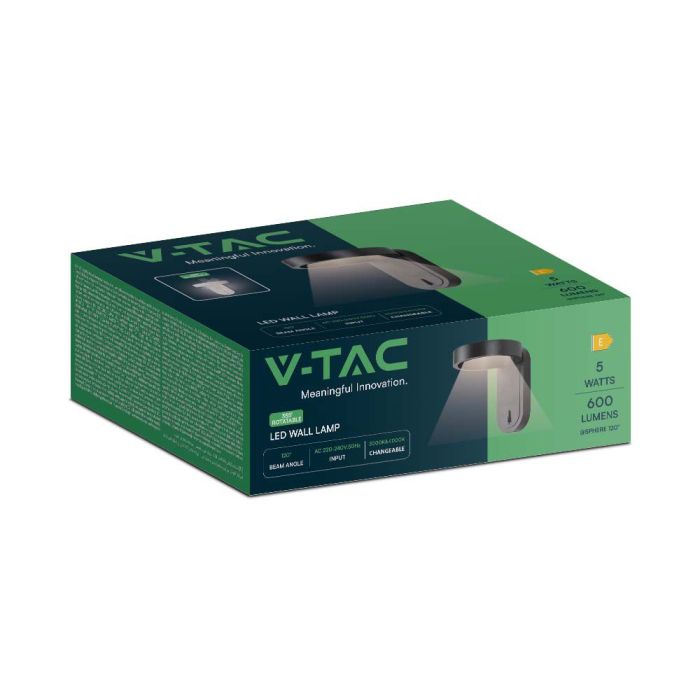 Aplique LED Giratorio V-TAC - IP20 - Cuerpo Blanco - 5W- 600 Lumens - 3000K + 4000K-extra-9.webp