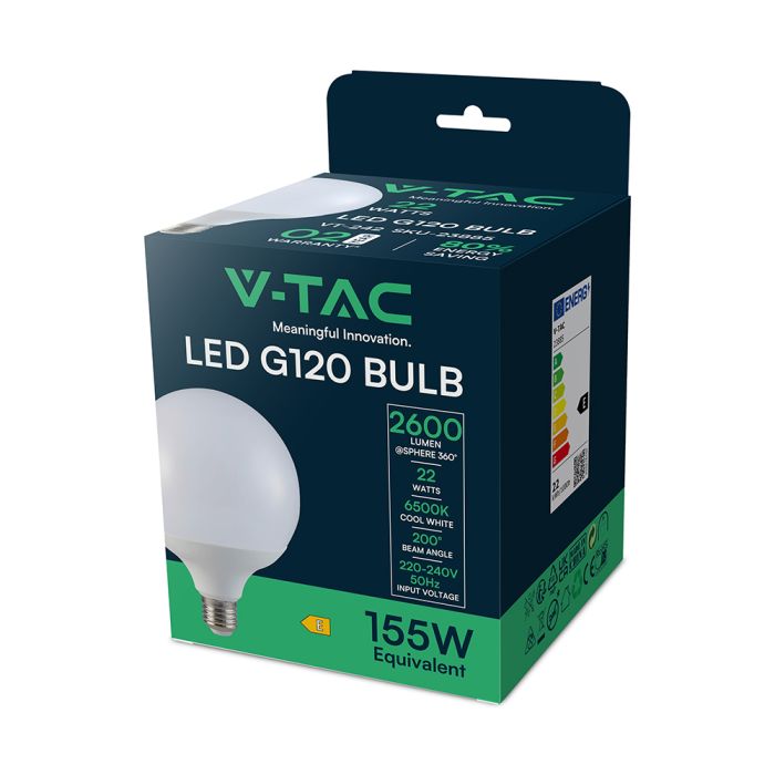 Bombilla LED V-TAC - Globo - Soporte E27 - IP20 - Blanca - 22W - 2600 Lúmenes - 6500K-extra-5.webp