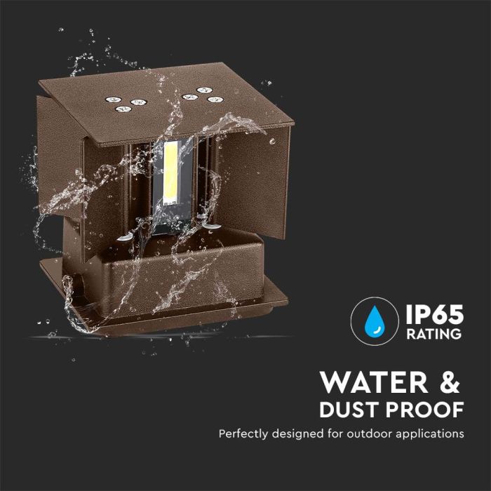 V-TAC LED Aplique Cuadrado - Bridgelux - IP65 Estanco - Corten - 11W - 1360 Lumens - 3000K-extra-8.webp