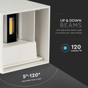 V-TAC LED Aplique Cuadrado - Bridgelux - IP65 Estanco - Blanco - 11W - 1360 Lumens - 4000K-extra-1.webp