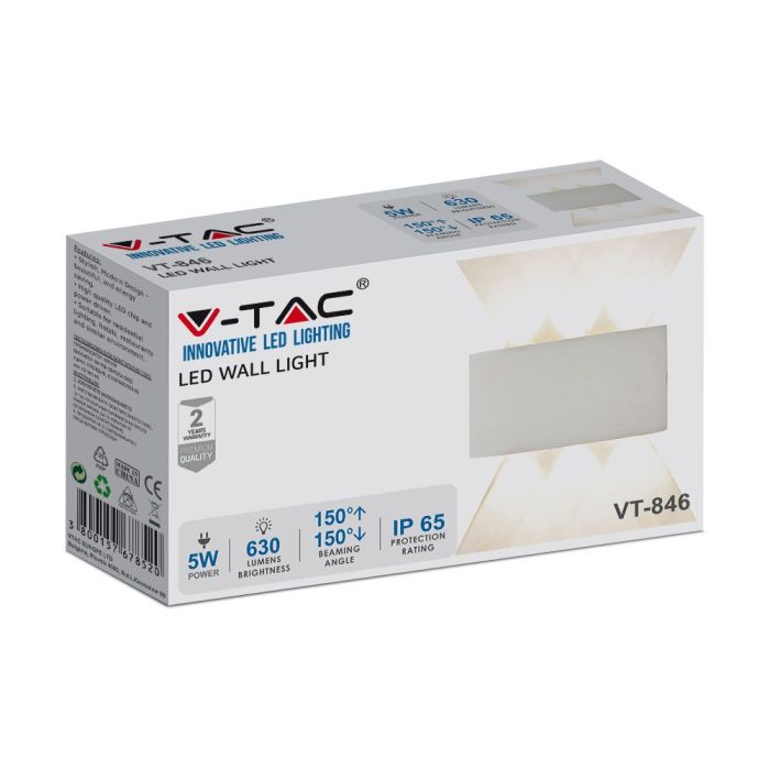 V-TAC Aplique LED Semi Ovalado - Bridgelux - Blanco - IP65 Estanco - 5W - 630 Lumens - 3000K-extra-5.webp
