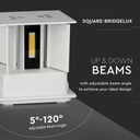 V-TAC LED Aplique Cuadrado - Bridgelux - IP65 Estanco - Blanco - 6W - 660 Lumens - 3000K-extra-7.webp