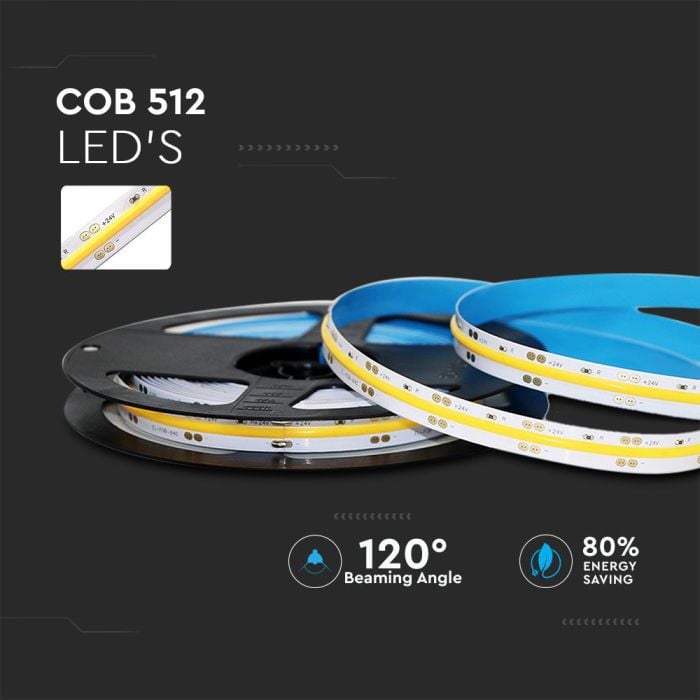 V-TAC LED COB Tira de Luz - IP20 - 6000K - Precio/1m (5m Rollo)-extra-4.webp