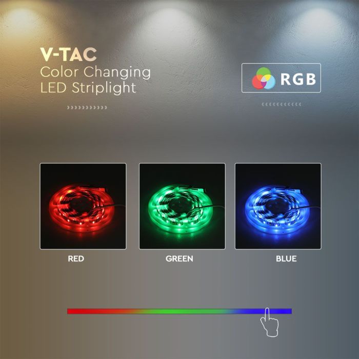 Tira de luz LED V-TAC - IP65 Impermeable - 3IN1+RGB - Precio/1m (5m Rollo)-extra-11.webp