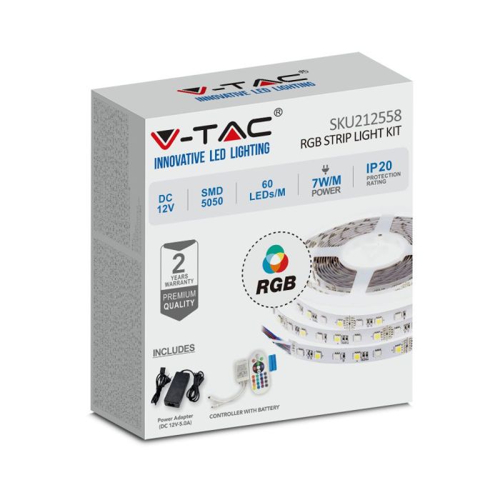 V-TAC Tira de Luz LED Kits - EU Plug - IP20 - RGB - Precio/1m (5m Rollo)-extra-1.webp