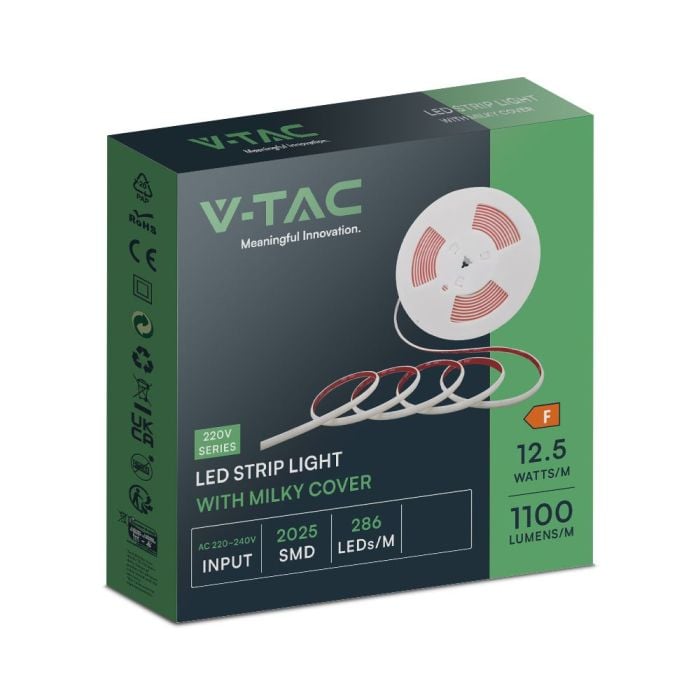 Tira de luz LED V-TAC - 220V - IP65 Impermeable - 4000K - Rollo de 10m-extra-8.webp