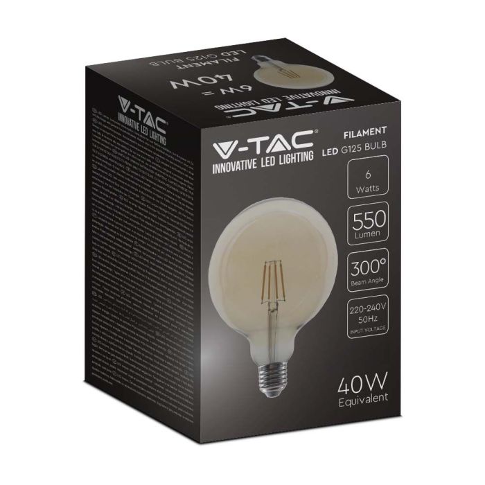 Bombilla LED V-TAC - G125 Globo - Soporte E27 - IP20 - Ámbar - 4W - 550 Lumens - 2200K - 2200K-extra-6.webp