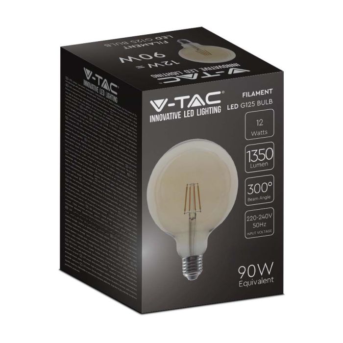 Bombilla LED V-TAC - G125 Globo - Soporte E27 - IP20 - Ámbar - 12W - 1350 Lumens - 2200K - 2200K-extra-6.webp