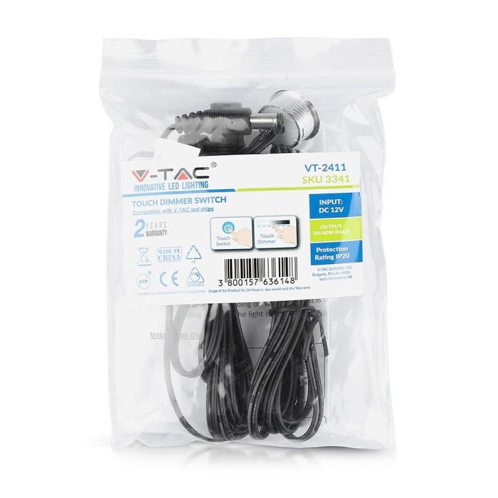 V-TAC Tira de Luz LED - Accesorios - Interruptor Táctil Dimmer - IP20 - Plata + Negro-extra-5.webp