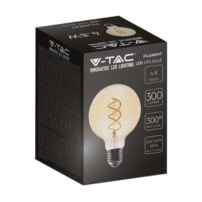 Bombilla LED V-TAC - Globo G95 - Soporte E27 - IP20 - Ámbar - 5W- 300 Lumens - 1800K-extra-5.webp