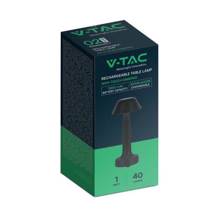 V-TAC Lámpara de Sobremesa Recargable - IP20 - Negra - 1W- 40 Lumens - 3IN1-extra-7.webp