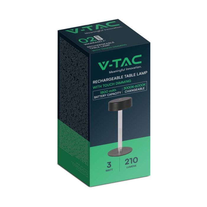 V-TAC Lámpara de Sobremesa Recargable - IP20 - Negro+Transparente - 3W - 210 Lumens - 3IN1-extra-7.webp