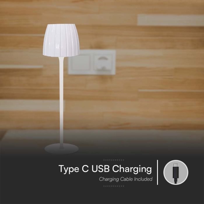 V-TAC Lámpara de Sobremesa Recargable - IP20 - Blanca - 2.7W- 110 Lumens - 3IN1-extra-7.webp