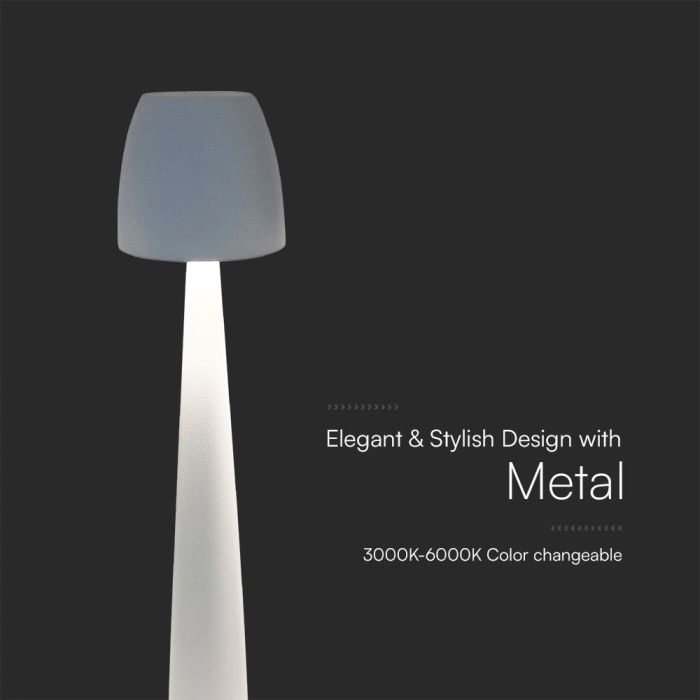 V-TAC Lámpara de Sobremesa Recargable - IP20 - Blanca - 3W - 110 Lumens - 3IN1-extra-4.webp