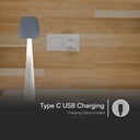 V-TAC Lámpara de Sobremesa Recargable - IP20 - Blanca - 3W - 110 Lumens - 3IN1-extra-6.webp