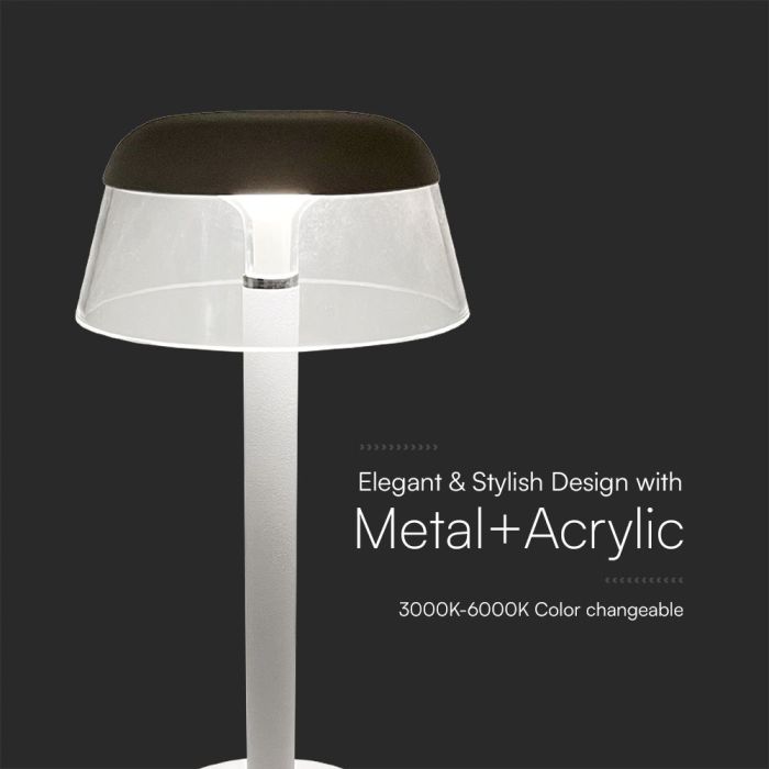 V-TAC Lámpara de Sobremesa Recargable - IP20 - Blanca - 3W - 110 Lumens - 3IN1-extra-4.webp