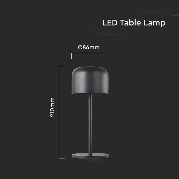 V-TAC Lámpara de Mesa Recargable - IP54 - Cuerpo Negro - 1.5W- 150 Lumens - 2700K + 5700K-extra-3.webp
