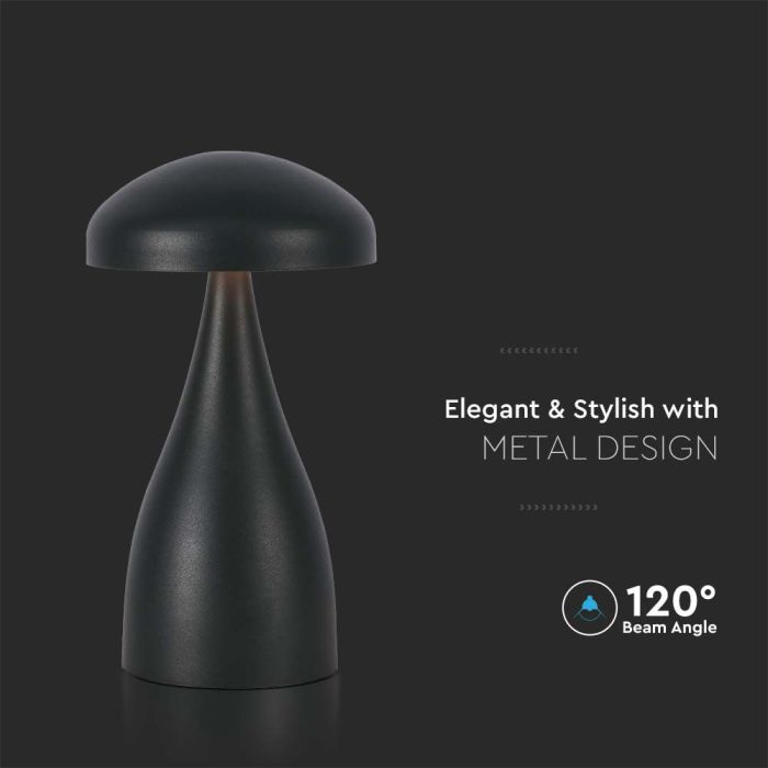 V-TAC Lámpara de Sobremesa Recargable - IP20 - Negra - 1W - 55 Lumens - 3IN1-extra-5.webp