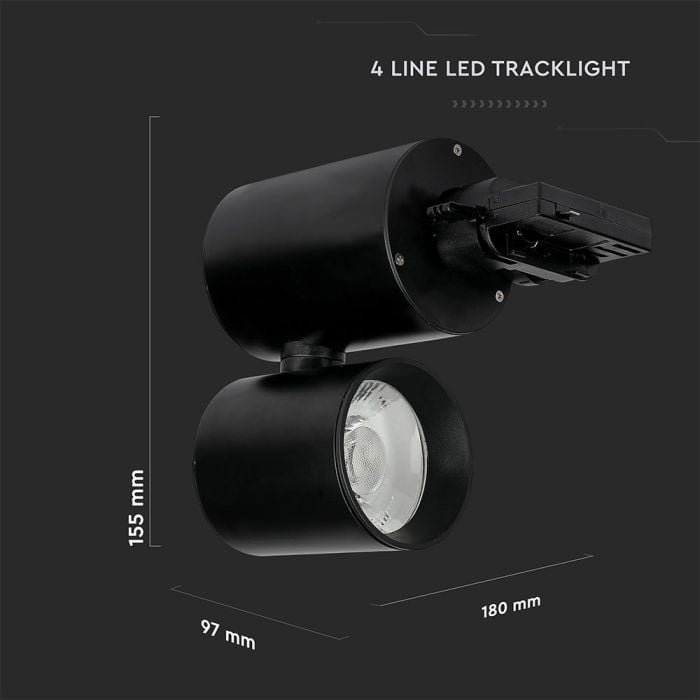 V-TAC LED Foco de carril - IP20 - Negro - 15W- 1350 Lumens - 6400K-extra-2.webp