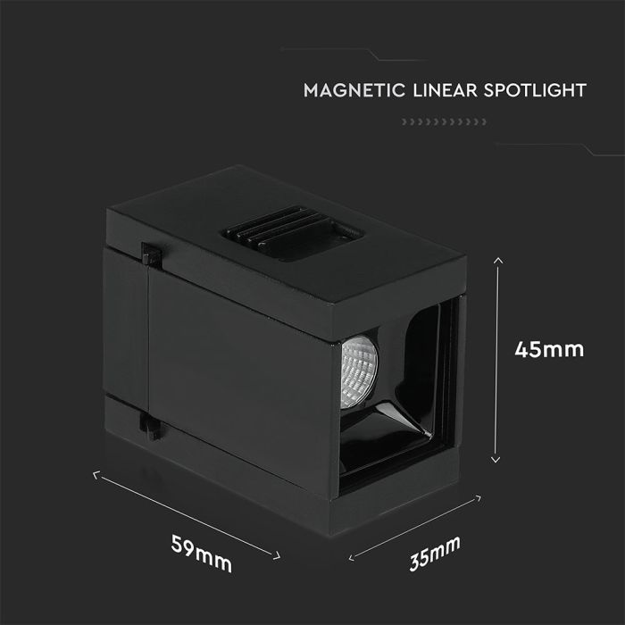 V-TAC LED Magnetic Foco de carril - Linear Dicroica - IP20 - Negro - 1W- 35 Lumens - 3000K-extra-2.webp