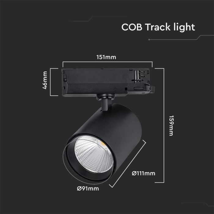 V-TAC LED COB Foco de carril - IP20 - Negro - 35W- 3000 Lumens - 4000K-extra-2.webp