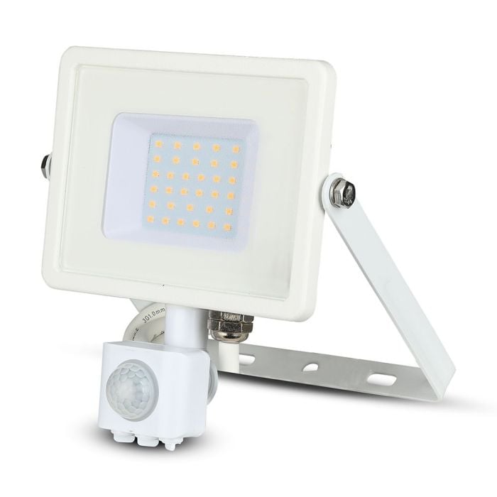 Proyector LED giratorio V-TAC - Samsung - Sensor PIR - Impermeable IP65 - Blanco - 30W - 2400 Lúmenes - 3000K