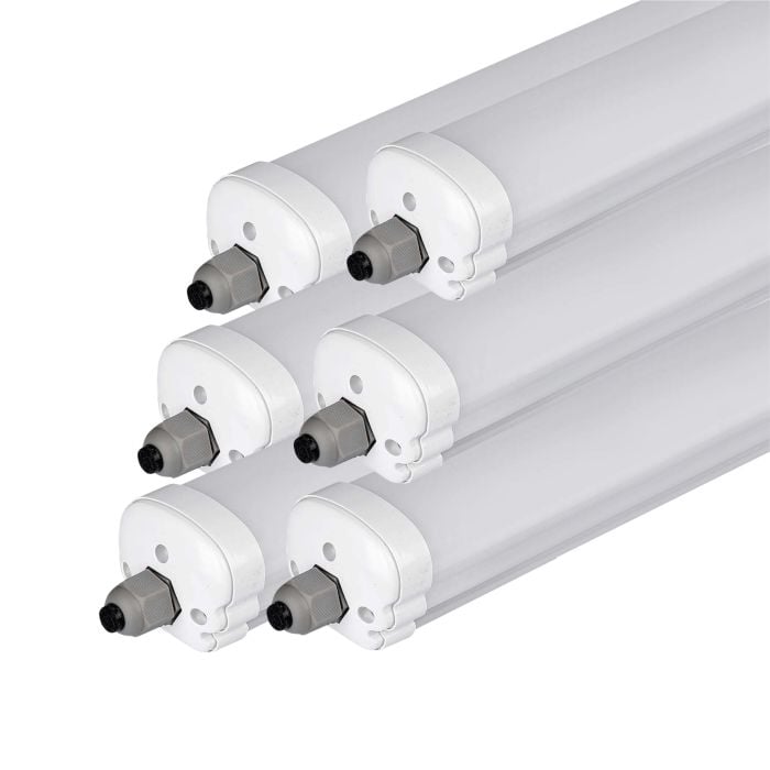LED Batten Fitting - Serie G - IP65 Waterproof - White - 36W - 4320 Lumens - 6400K - 120CM - Pack de 6
