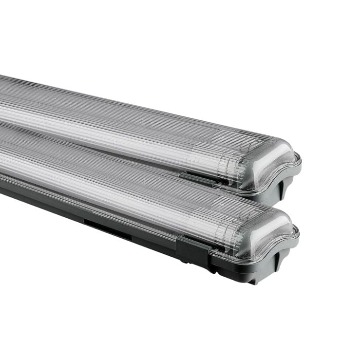 Pantalla Estanca LED V-TAC- Tubo Doble 2 x 20W - IP65 Impermeable - Blanco - 2 x 2100 Lúmenes - 6500K - 150CM - Pack de 2