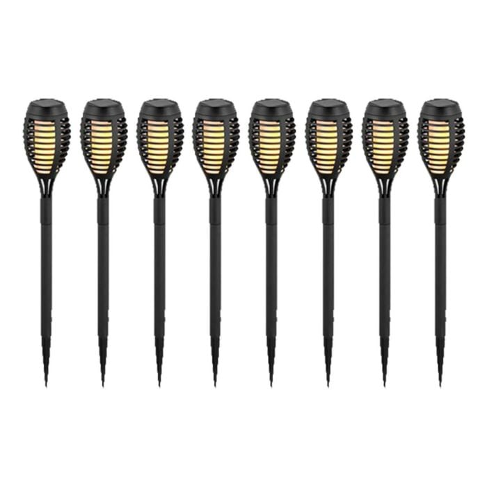 V-TAC Solar Flame Stick Lights - IP44 - Negro - 1W - 2200K  - Pack de 8