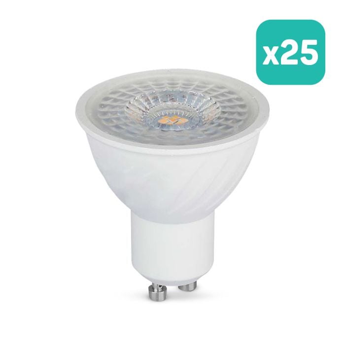 V-TAC LED Dimmable Spot Light - GU10 - Lente 110° - IP20 - Blanco - 6W - 445 Lumens - 3000K - Pack de 25
