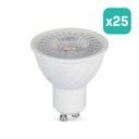 V-TAC LED Dimmable Spot Light - GU10 - Lente 110° - IP20 - Blanco - 6W - 445 Lumens - 3000K - Pack de 25