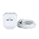 V-TAC Adaptadores y Tomas - 4 Vías - Cube USB Extension Socket - IP20 - Blanco - 1.4 m cable