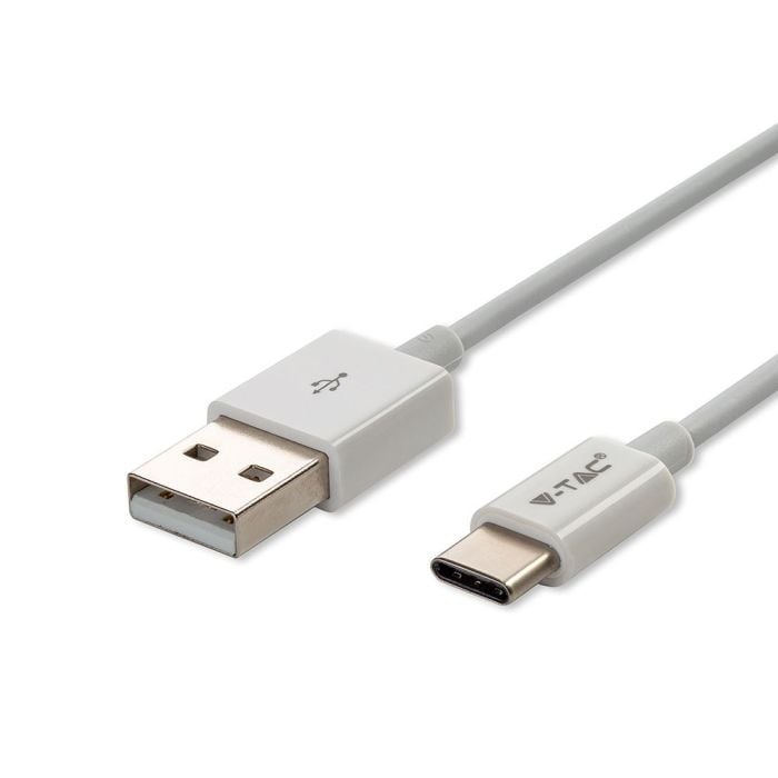 V-TAC Cable USB - Tipo C - Silver Series - Blanco - 1M