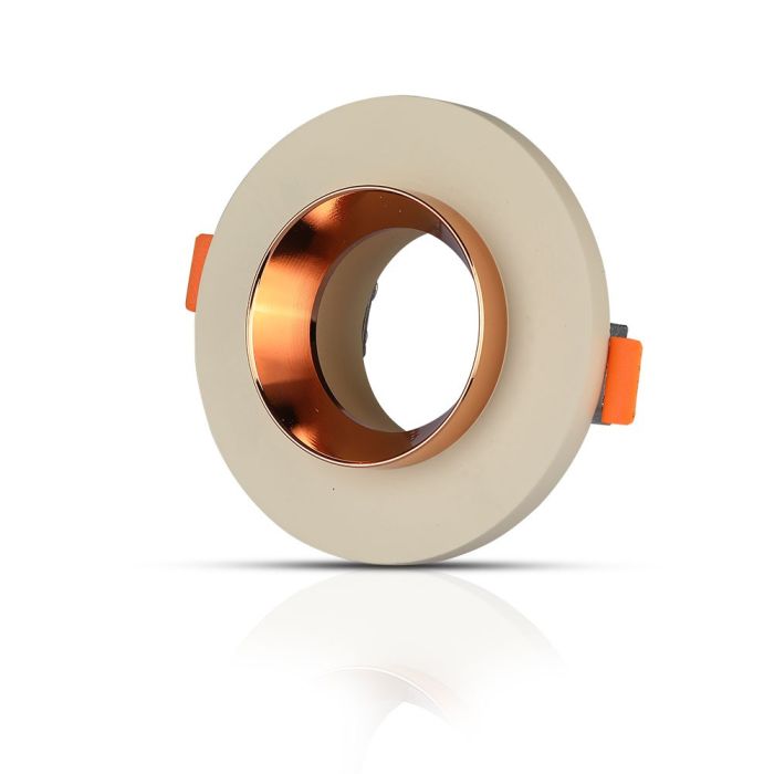 V-TAC LED Aro de yeso / hormigón redondo - Empotrable - GU10 - IP20 - Off White + Matt Rose Gold