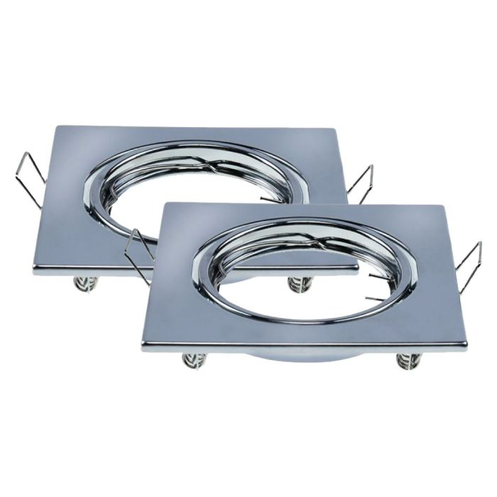 V-TAC Aro cuadrado LED - Empotrable - GU10 - IP20 - Cromo  - Pack de 2