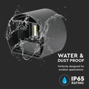 Aplique LED Redondo V-TAC - Bridgelux - IP65 Estanco - Negro - 5W - 700 Lumens - 4000K