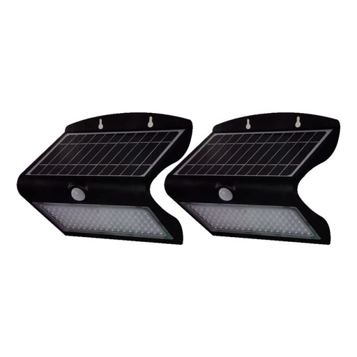 [8279] Aplique Solar V-TAC - IP65 Impermeable - Negro - 8W - 850 Lumens - 4000K - Pack de 2