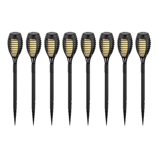 [8689] V-TAC Solar Flame Stick Lights - IP44 - Negro - 1W - 2200K  - Pack de 8