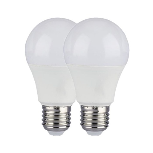 [7289] Bombilla LED V-TAC - RTL - GLS - E27  - IP20 - Blanco - 9W - 806 Lúmenes - 4000K  - Pack de 2