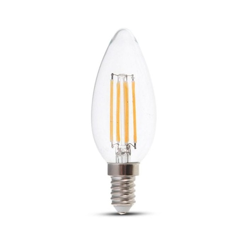 [214301] Bombilla LED V-TAC - Clara - Vela - Transparente - Soporte E14 - IP20 - 4W - 400 Lumens - 3000K