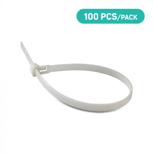 [11161] V-TAC Brida de Nylon - 4.5 x 300mm - Blanca - 100 Unidades/Paquete